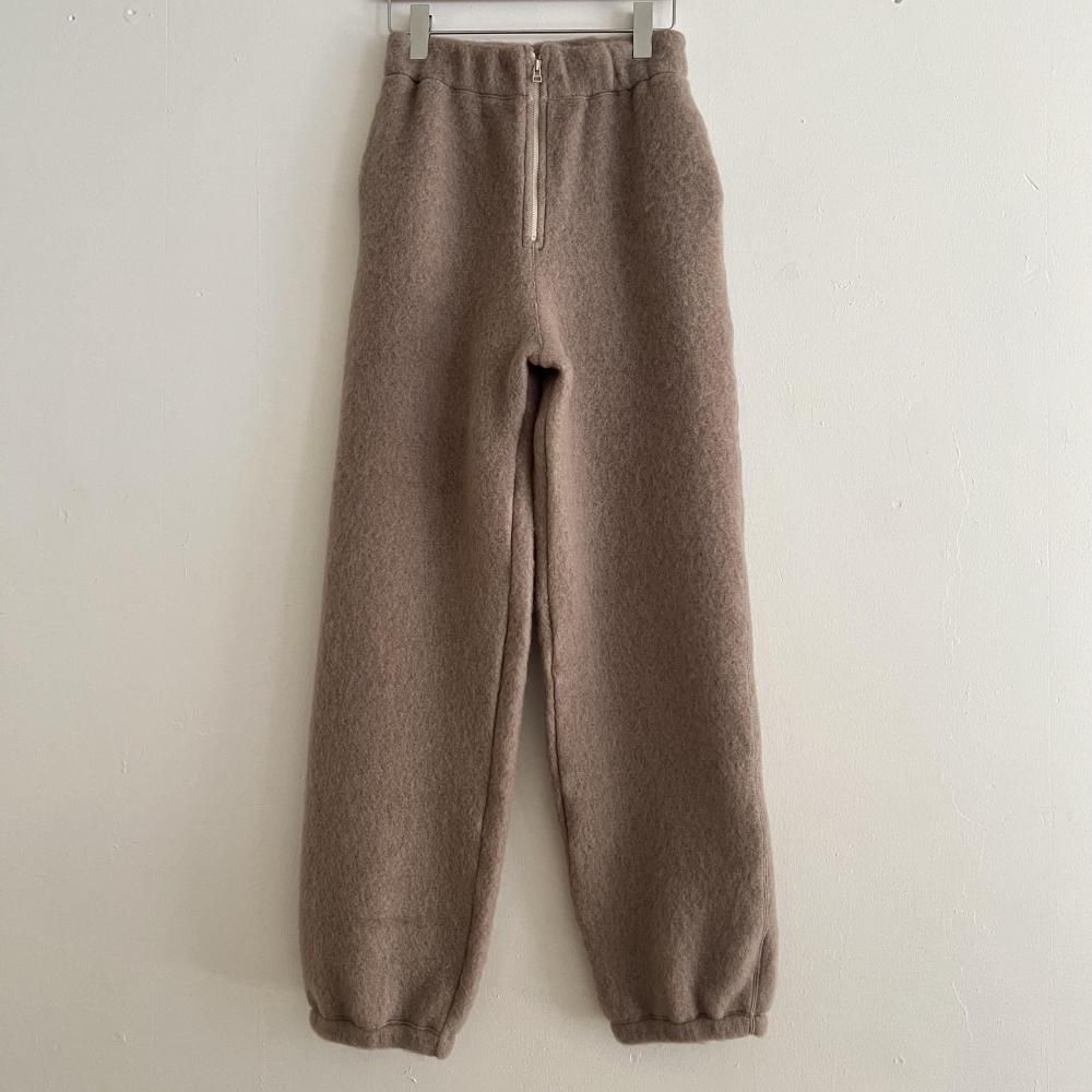 wool shaggy zip pants - beige - the LITTLE STANDARD