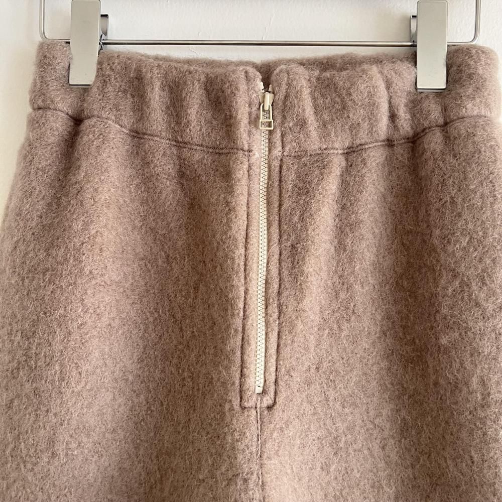 wool shaggy zip pants - beige - the LITTLE STANDARD