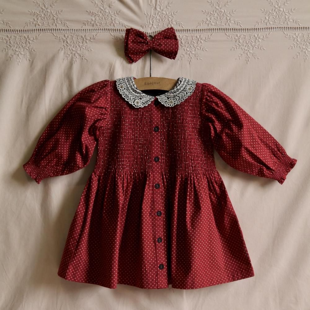 <img class='new_mark_img1' src='https://img.shop-pro.jp/img/new/icons14.gif' style='border:none;display:inline;margin:0px;padding:0px;width:auto;' />tunique with hair clip - red wine dot print