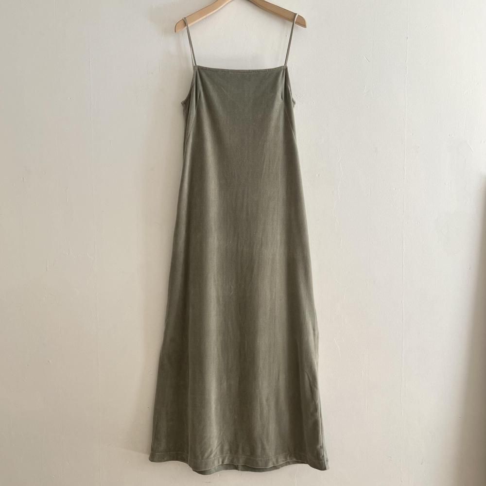<img class='new_mark_img1' src='https://img.shop-pro.jp/img/new/icons14.gif' style='border:none;display:inline;margin:0px;padding:0px;width:auto;' />cotton velour camisole dress - sage grey