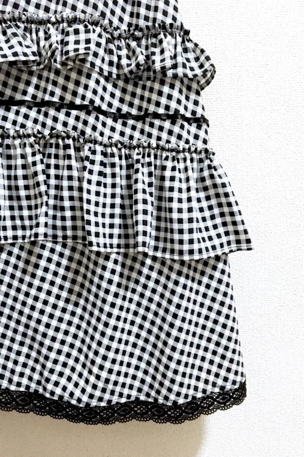 【BAON】Hebit Seersucker Check Frill Long Skirt FRILL LONG SKIRT