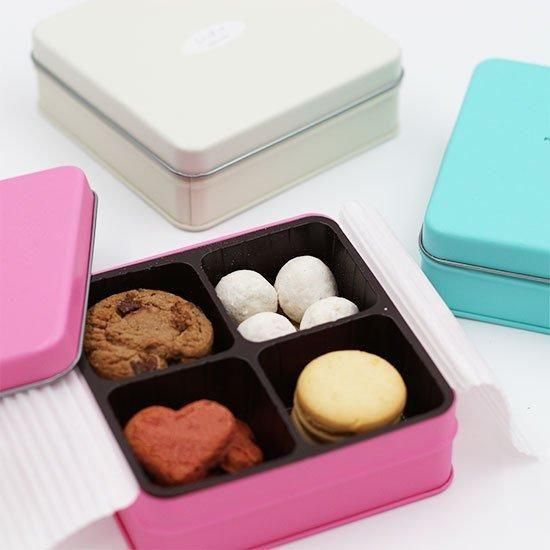 「Candy スクエア缶 ※選べる4色 缶のみ」クッキー缶 お菓子缶 お菓子容器 洋菓子容器 容器 缶 お菓子 かわいい プレゼント 詰め合わせ  おしゃれ 業務用 チョコ