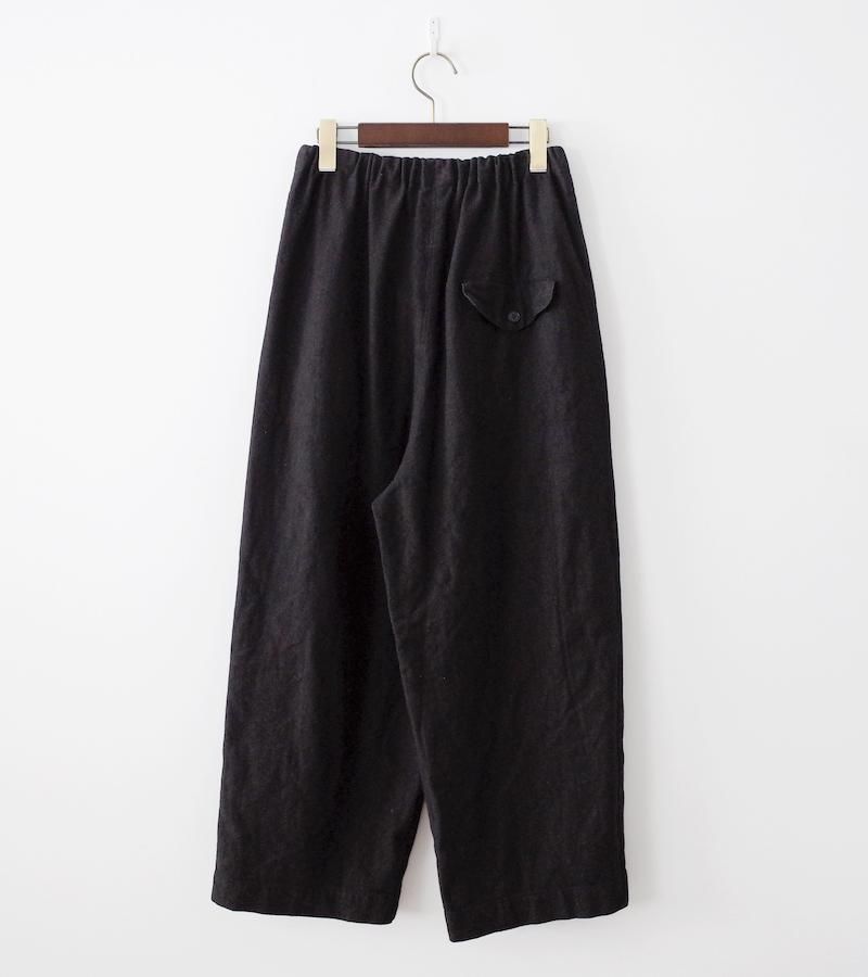 ゴーシュ ドライへリンボン ワイドパンツ ブラック