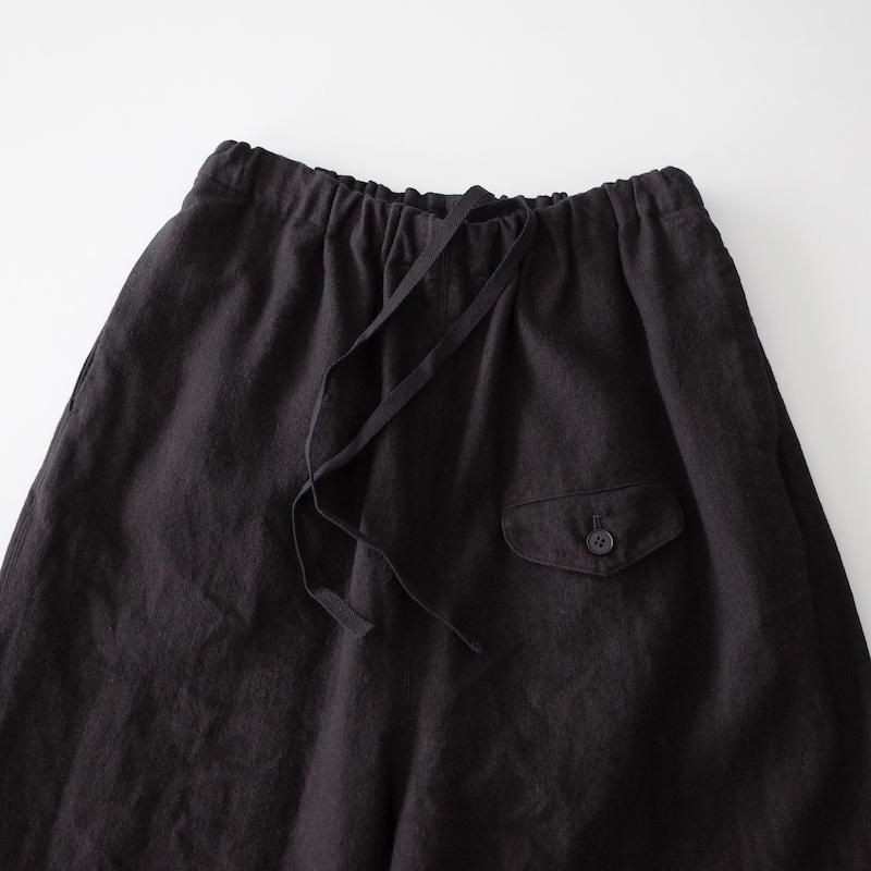 ゴーシュ ドライへリンボン ワイドパンツ ブラック
