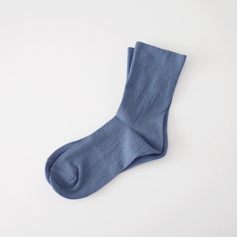 F/style ゴムが入っていない、さらりとした綿の靴下 ブルー S