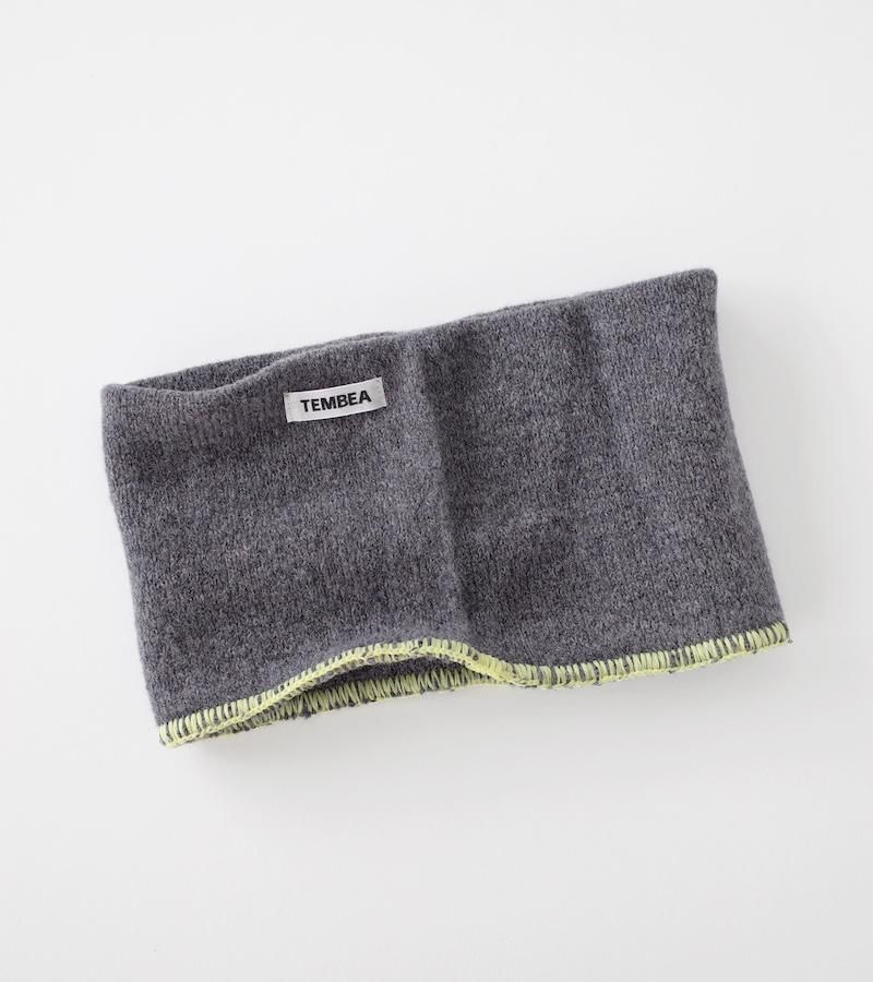 TEMBEA Neck Warmer Wool Mid Gray / Lemon