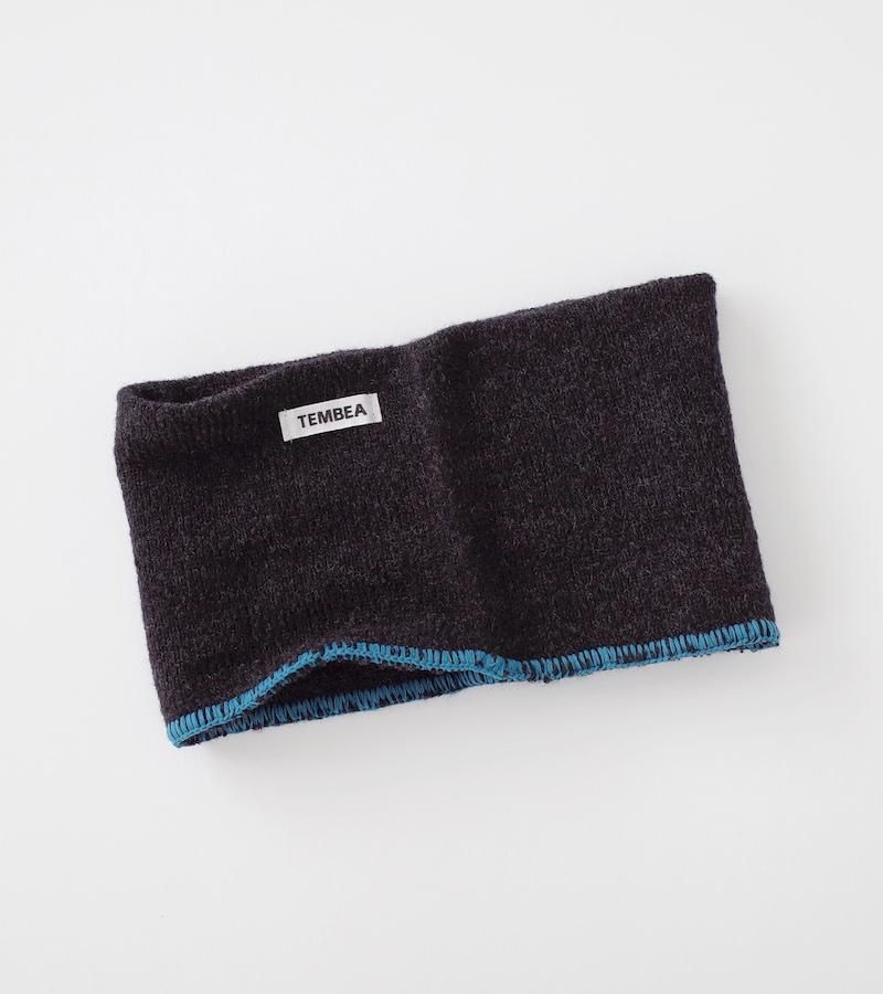 TEMBEA Neck Warmer Wool Charcoal / Rain Blue