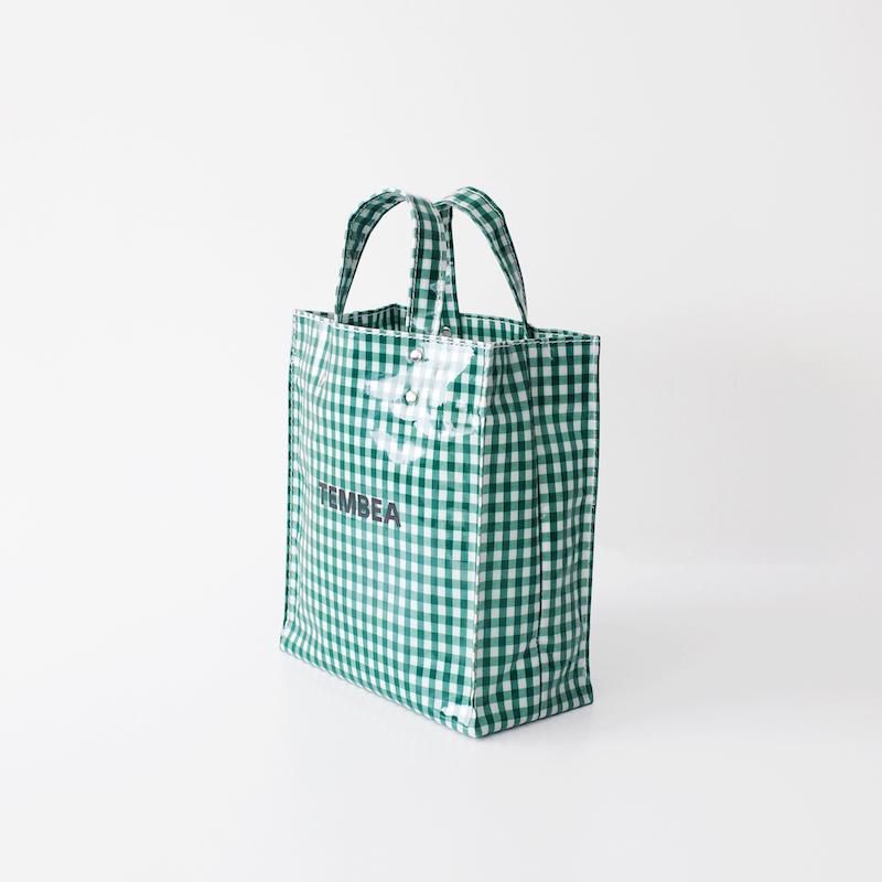 TEMBEA テンベア Paper Tote Small PVC Coating Gingham Green
