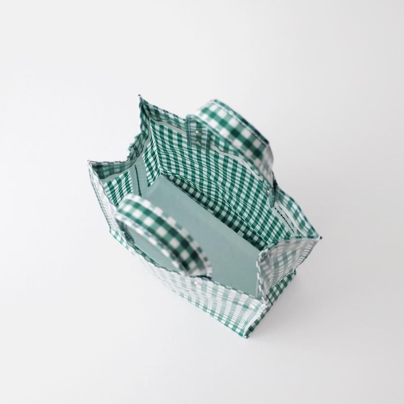 TEMBEA テンベア Paper Tote Small PVC Coating Gingham Green