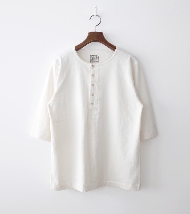 Two Moon Half Sleeve Henley Neck Tee Old White