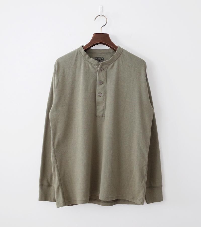 Two Moon No.20298 Rib Knit Henley Neck Shirts Sage Green