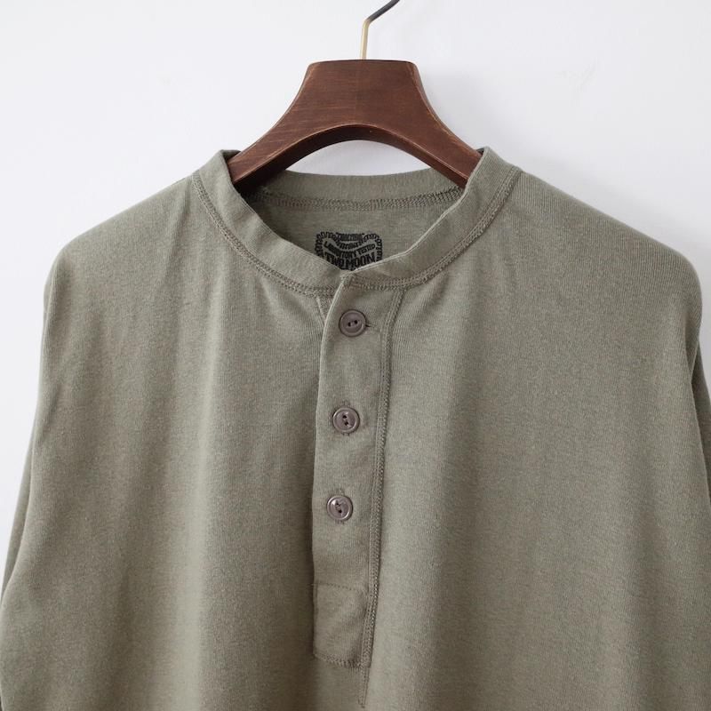 Two Moon No.20298 Rib Knit Henley Neck Shirts Sage Green