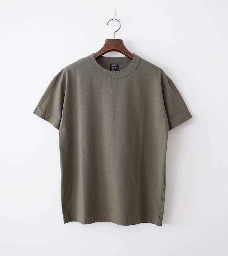 homspun ホームスパン 30/-天竺 半袖Tシャツ カーキ メンズ