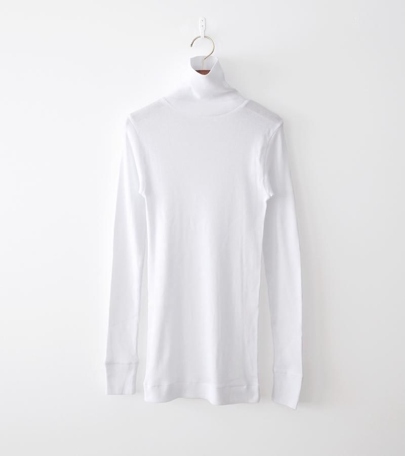 homspun ホームスパン 丸胴テレコ タートルネックプルオーバー サラシ