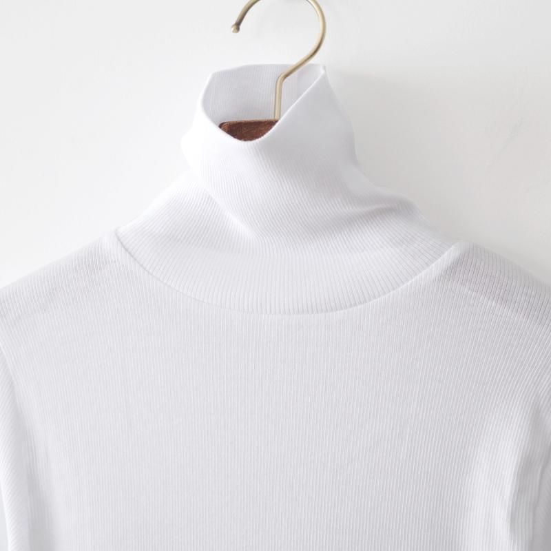 homspun ホームスパン 丸胴テレコ タートルネックプルオーバー サラシ