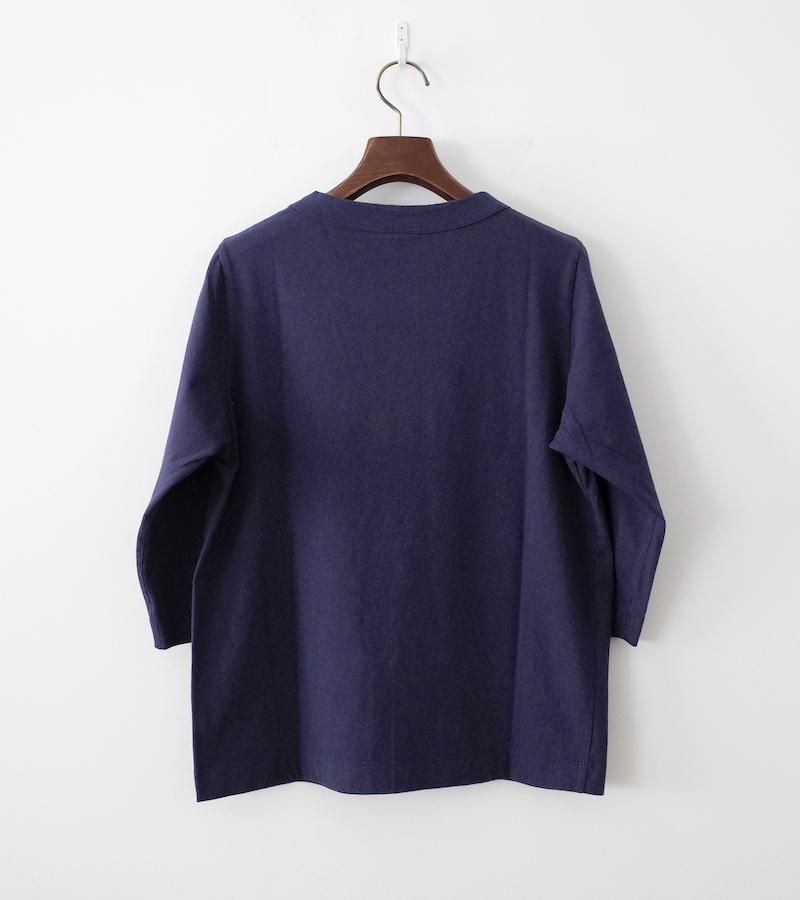 homspun ホームスパン 天竺七分袖Tシャツ ネイビー