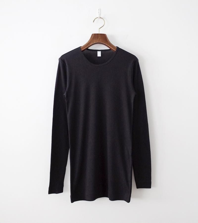homspun ホームスパン 60/1フライス クルーネックプルオーバー ブラック