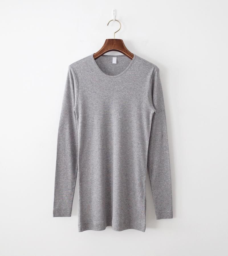homspun ホームスパン 60/1フライス クルーネックプルオーバー TOPグレー
