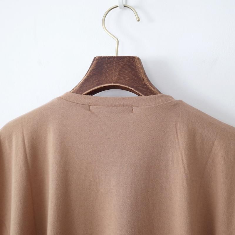 homspun ホームスパン 40/1フライス VネックギャザースリーブTシャツ ベージュ
