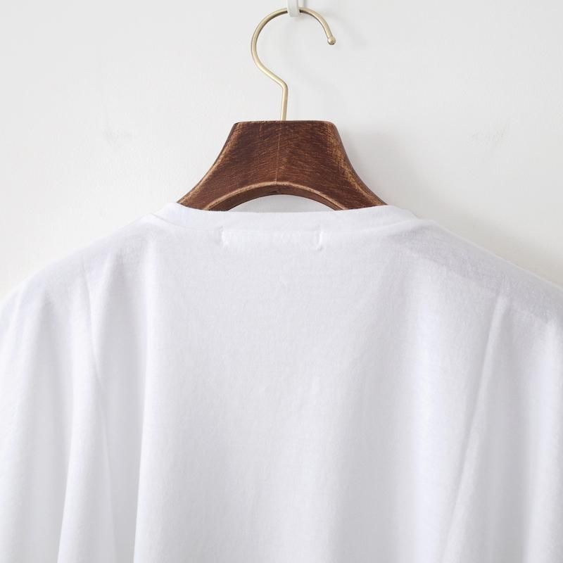 homspun ホームスパン 40/1フライス VネックギャザースリーブTシャツ サラシ