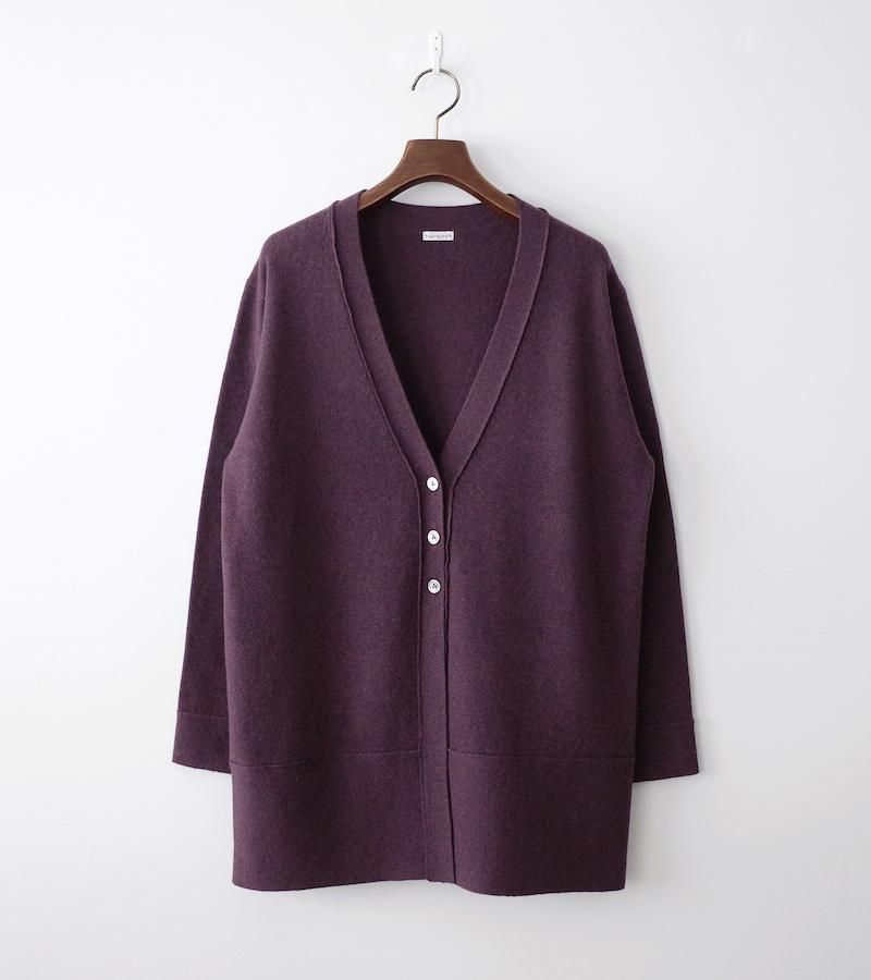 homspun ホームスパン メリノウール ロングカーディガン ダークパープル
