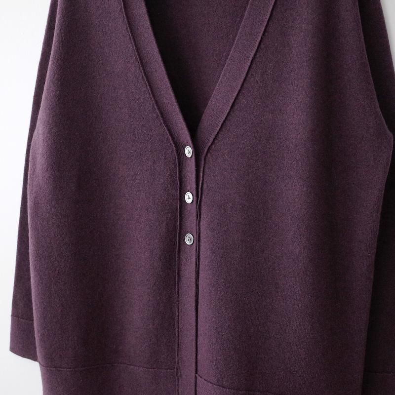 homspun ホームスパン メリノウール ロングカーディガン ダークパープル