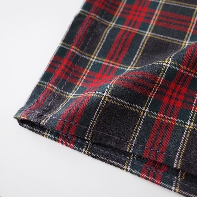 homspun ウールタータン ワンピース チャコール×レッド