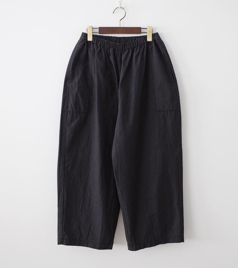 homspun ホームスパン バルキーシーチング厚手 ギャザーパンツ ブラック