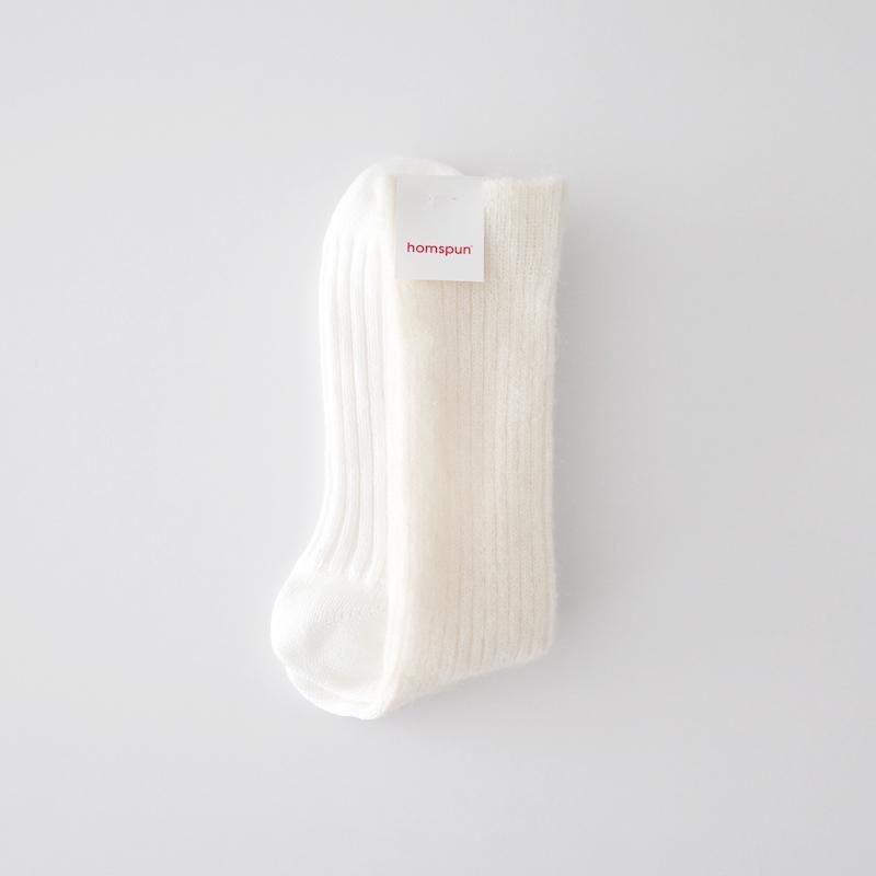 homspun モヘアコットンソックス オフホワイト