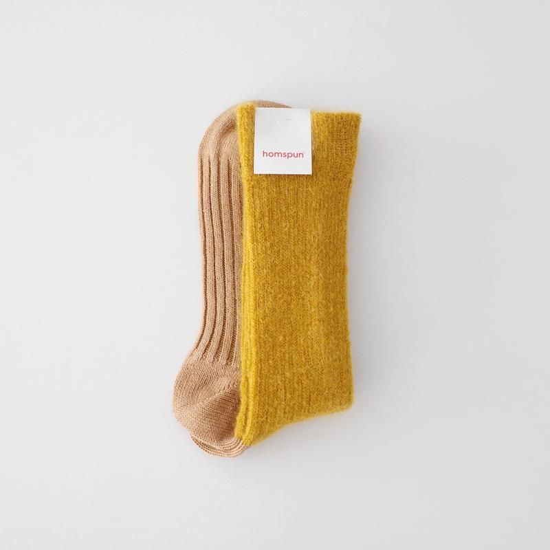 homspun モヘアコットンソックス マスタード