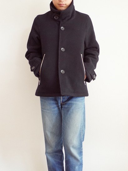 Hervier Productions シングルPコート Navy