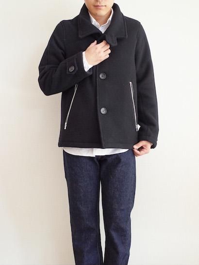 Hervier Productions シングルPコート Navy Hervier Productions シングルPコート Navy