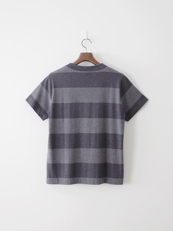 再入荷** homspun ホームスパン 60/2天竺太ボーダー半袖プル