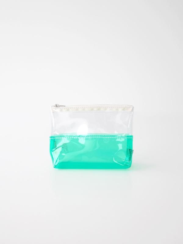 TEMBEA Toiletry Bag 2Tone PVC - Clear / Green