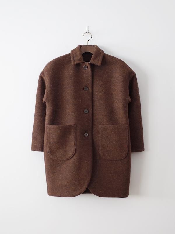 超人気 homspun ブラウン シングルショートコート メルトン ジャケット・アウター