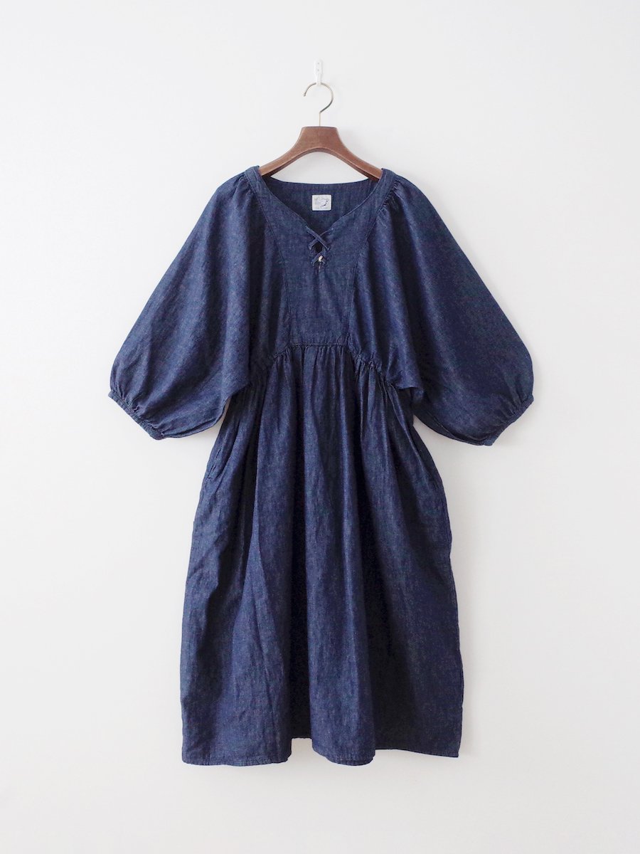 orSlow Cotton Linen One Piece Dress - Denim One Wash