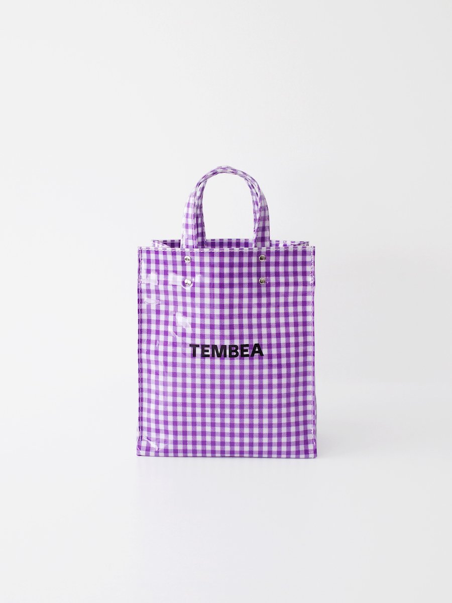 TEMBEA Paper Tote Small PVC Coating - Gingham Purple