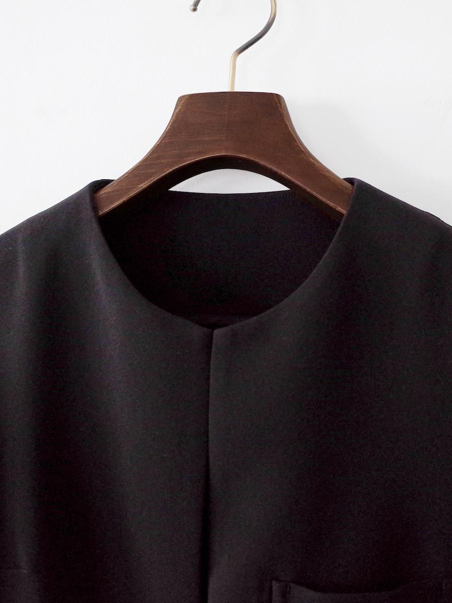 良品✨ ゴーシュ リネン ノーカラー ジップ ブルゾン 日本製 黒 ゴーシュ ストレッチブラック ノーカラージャケット ブラック