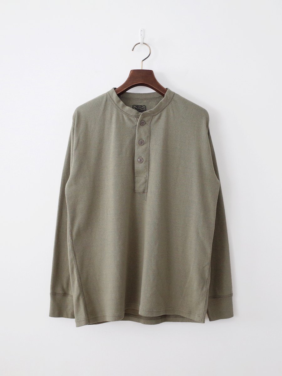 Two Moon No.20298 Rib Knit Henley Neck Shirts - Sage Green