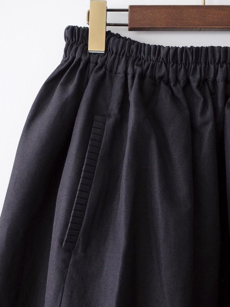 homspun ウールリネン フリルポケットギャザースカート ブラック