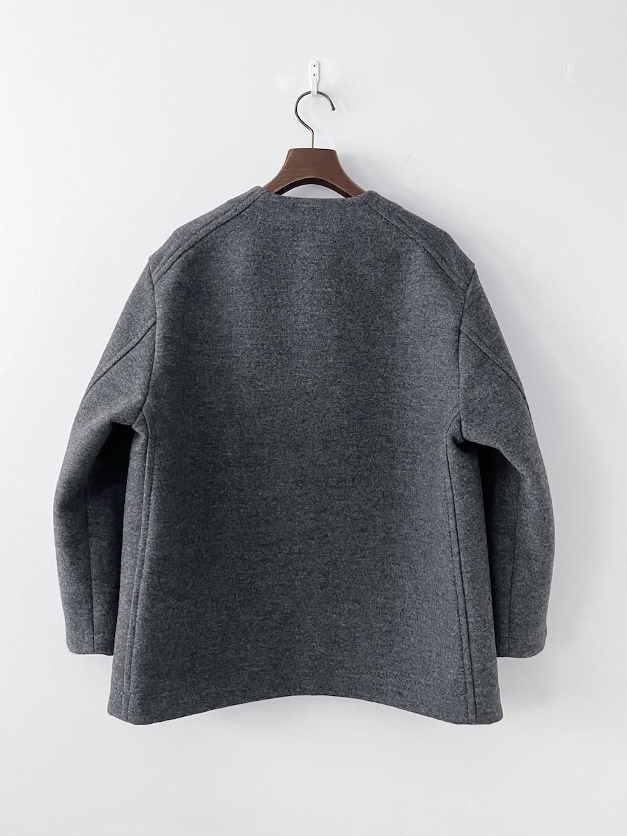 homspun 2重織メルトン ノーカラージャケット チャコール
