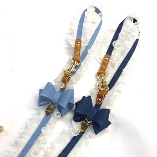 デニムタックフリルリボン リード - minttan(ミントタン)official online shopオシャレな首輪のお店(ミントタン)