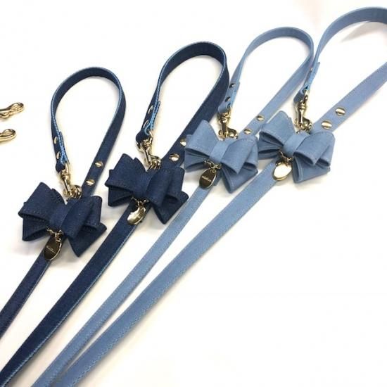 NEWデニムリボン フリル無 リード - minttan(ミントタン)official online shopオシャレな首輪のお店(ミントタン)