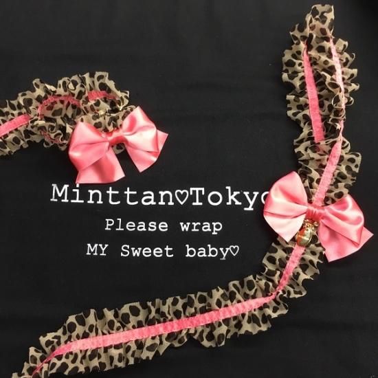 フリルリボン レオパード 一体型チョークリード - minttan(ミントタン)official online shopオシャレな首輪のお店(ミントタン)