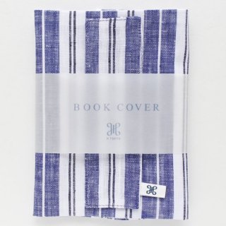 BOOK COVER文庫サイズ / リネンネイビーホワイトストライプ