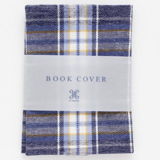 BOOK COVER文庫サイズ / コットンネイビーイエローチェック