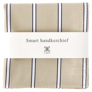 [Smart handkerchief] ベージュネイビーダブルラインハンカチ