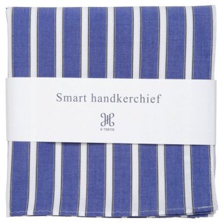 [Smart handkerchief] ネイビーブラックブロードストライプハンカチ