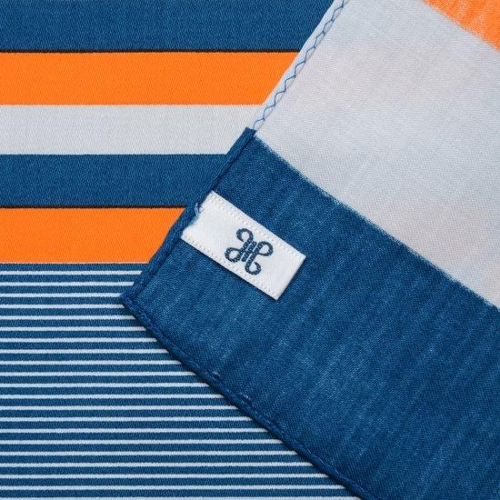 トリコロールボーダー / オレンジネイビー | H TOKYO ハンカチ | OLD