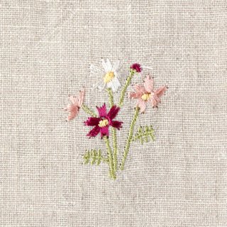 10月の花 / コスモス刺繍リネンハンカチ